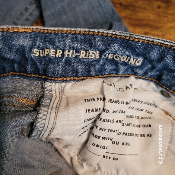 American Eagle Jeans 4 R Jegging Super Stretch Super Hi Rise Medium Light Wash - Picture 5 of 12